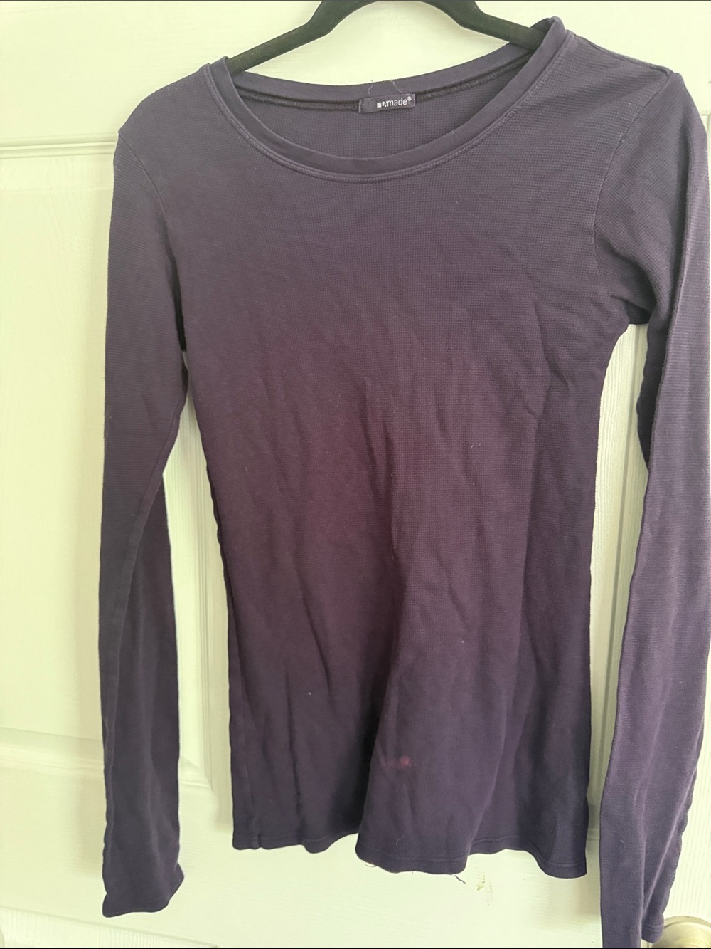 LAmade Waffle Knit Long Sleeve Top in Deep Purple
